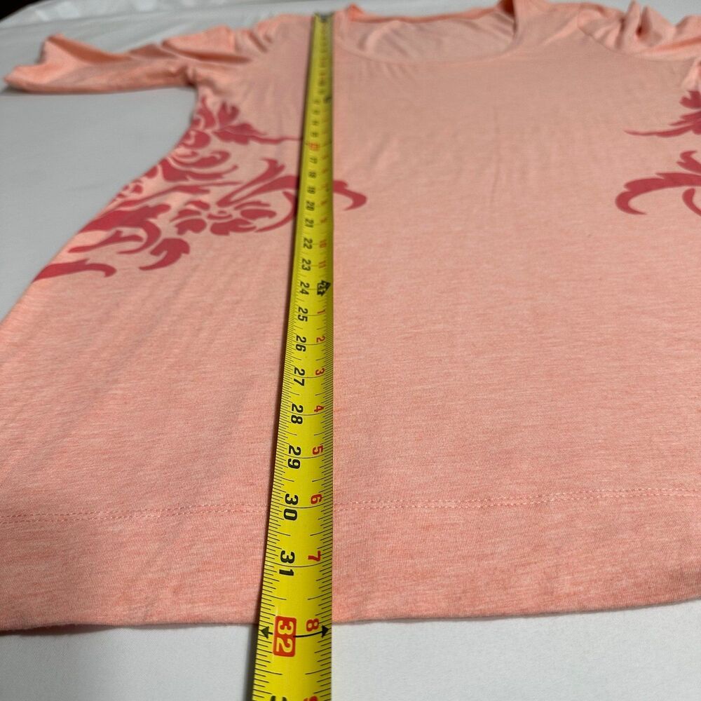 Soft Surroundings Jersey Tunic Top Womens Large Tropical Peach Floral Scoop Neck - Picture 6 of 13